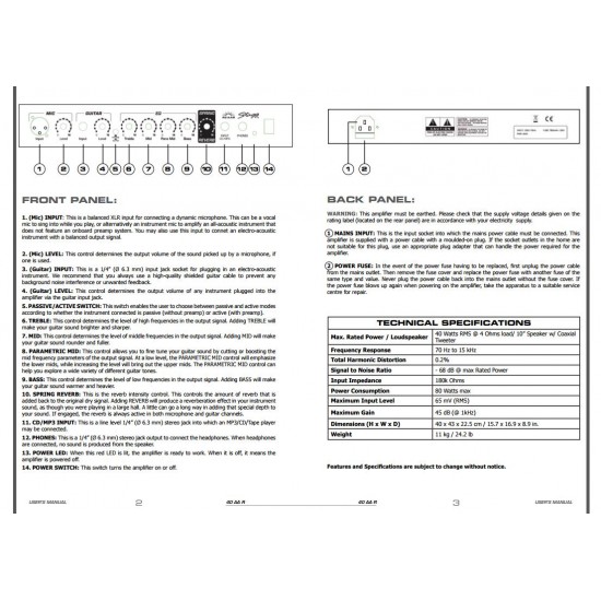 Acoustic amplifier Stagg 40 AA R EU
