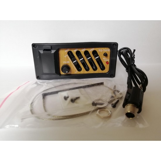 Elektronika EQ-7545R(w) ģitāras skaņas noņēmējs tembrobloks ekvalaizers akustiskajai ģitārai ar pjezo uztvērēju