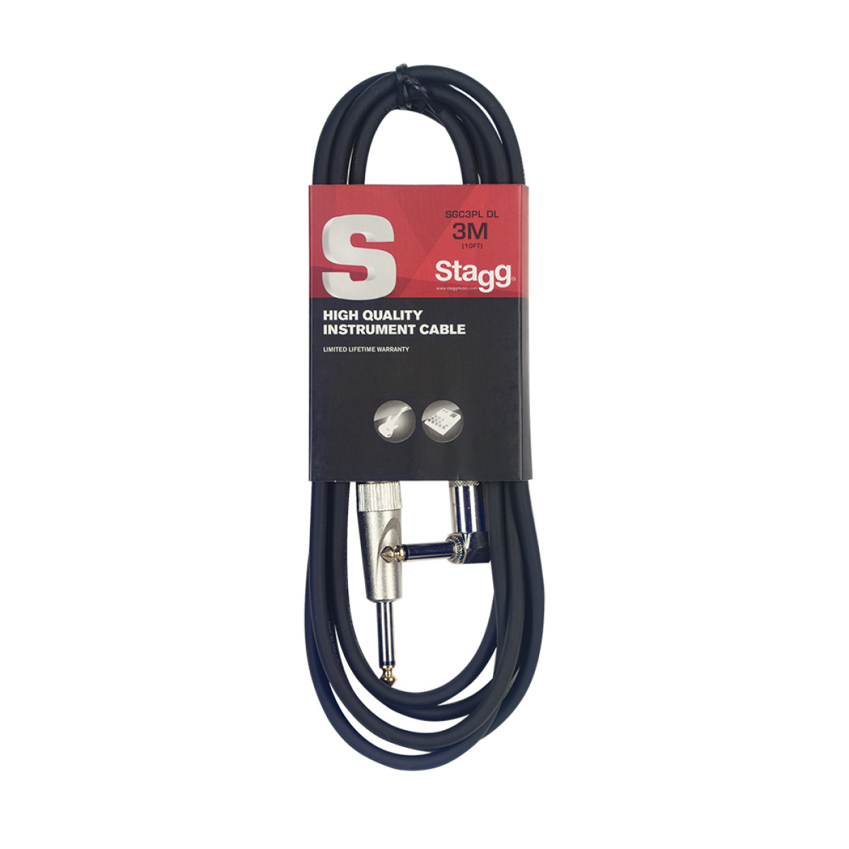 Instrumentu kabelis vads jack-jack 90° SGC3PL DL Stagg