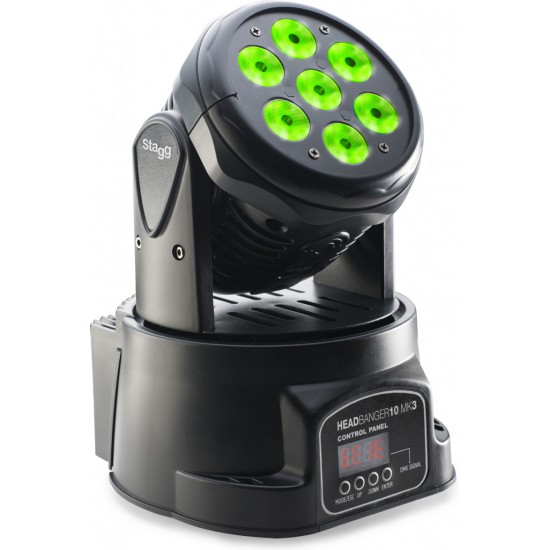 Moving head HeadBanger 10 LED with 7 x 10-watt RGBW 4-in-1 LED Stagg SLI MHW HB10-0