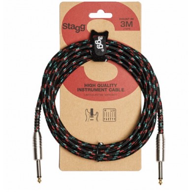 Ģitāras Instrumentu vads jack-jack 3m SGC3VT BK Stagg kabelis