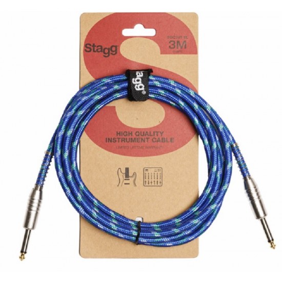 Ģitāras Instrumentu vads jack-jack 3m SGC3VT BL Stagg kabelis