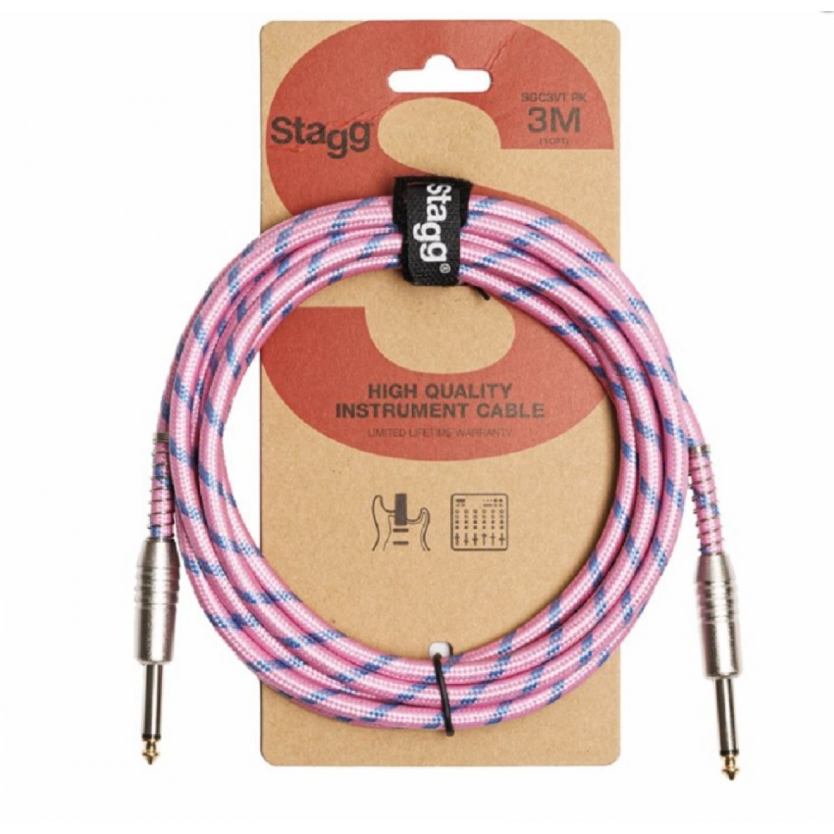 Ģitāras Instrumentu vads jack-jack 3m SGC3VT PK Stagg kabelis