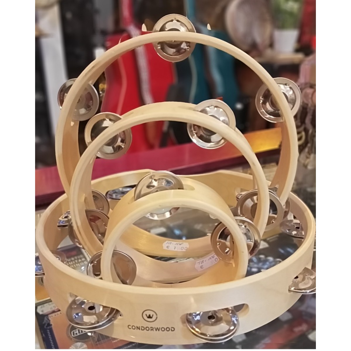 Tamburīns 3 pāri džingli, 10cm, STA-T104 Condrowood