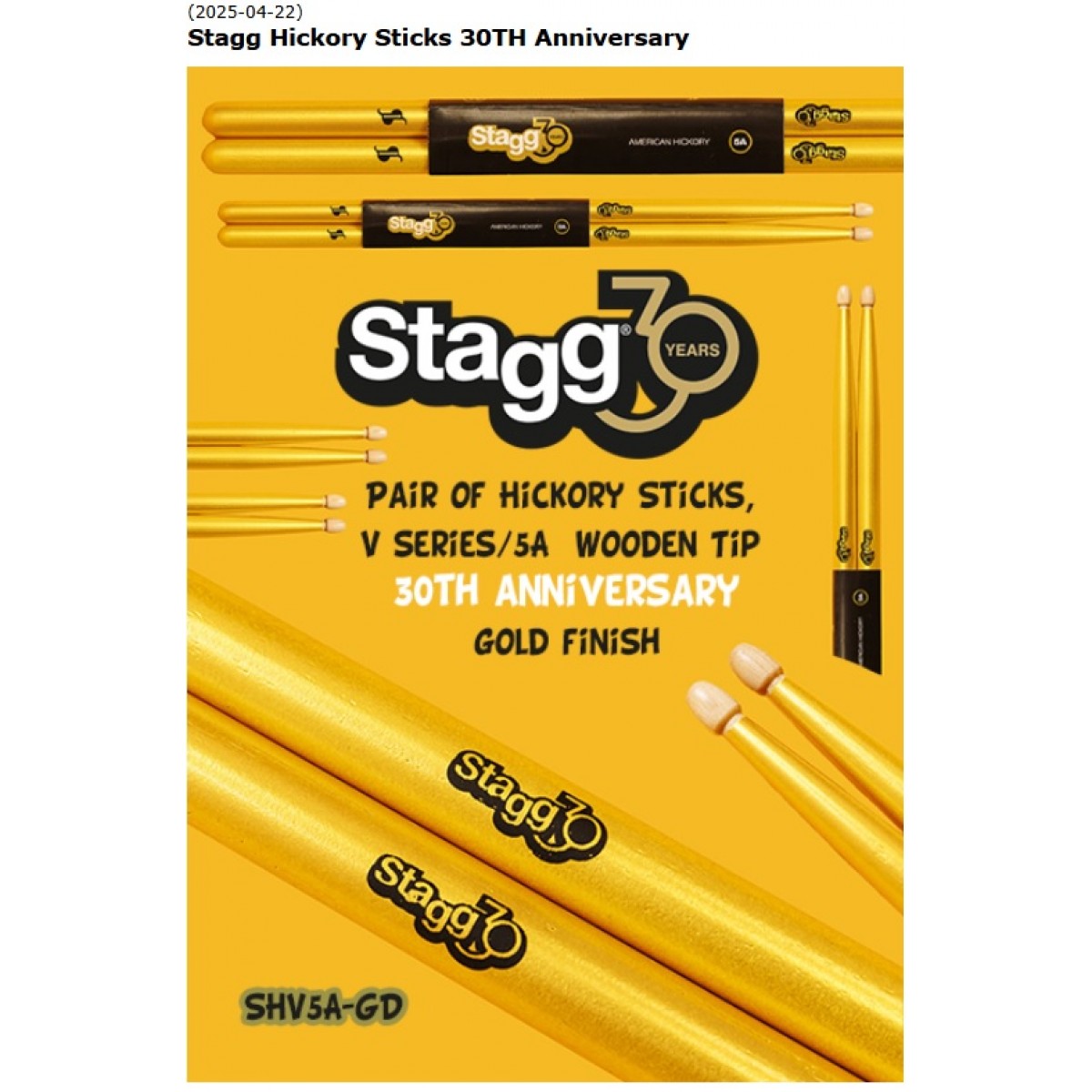 Drum sticks Stagg SHV5A-GD Drum sticks Stagg SHV5A-GD