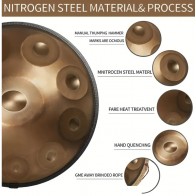 Tērauda Handpan Bungas 56cm (22"), 9 Notis, D-moll Tone ar vālītēm, somu un statīvu