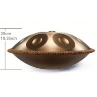 Tērauda Handpan Bungas 56cm (22"), 9 Notis, D-moll Tone ar vālītēm, somu un statīvu