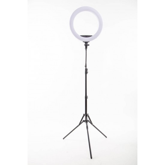 Gredzena spuldze 45 cm, 75W Led Ring Light RL-18-LED tripod stand up to 1.8m, USB