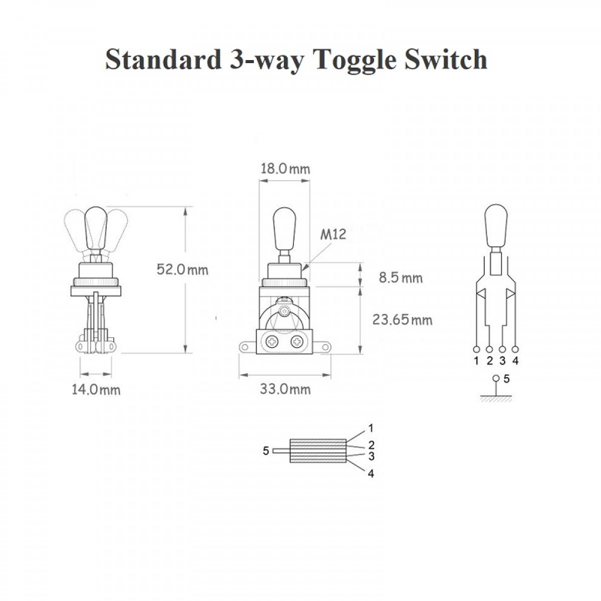 Pārslēdzējs Slēdzis H160 BK-BK 3-way Toggle switch