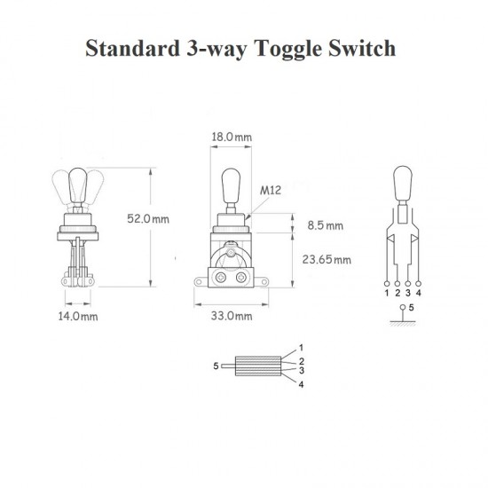 Pārslēdzējs Slēdzis 3-way H160 CR-BK Toggle switch 