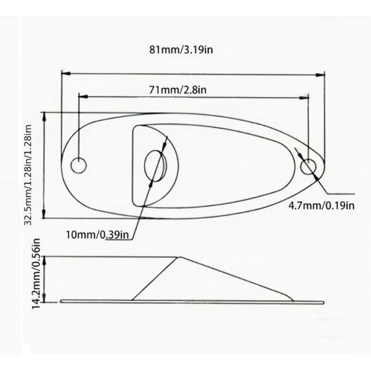 Boat Style plāksne ar skrūvem stīgu instrumentiem F51 BK Jack socket plate