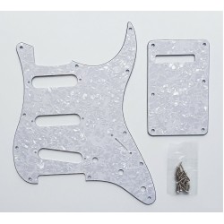 Dekoratīvais aizsargelements ģitārai, guitar pickguard plate cover SP-PKEL-STWHP Stratocaster modelis white pearl, 3 slāņu 