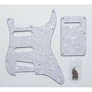 Dekoratīvais aizsargelements ģitārai, guitar pickguard plate cover SP-PKEL-STWHP Stratocaster modelis white pearl, 3 slāņu 