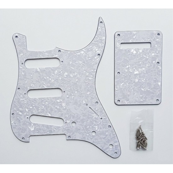 Dekoratīvais aizsargelements ģitārai, guitar pickguard plate cover SP-PKEL-STWHP Stratocaster modelis white pearl, 3 slāņu 