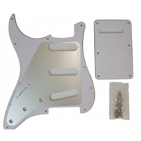 Dekoratīvais aizsargelements ģitārai, guitar pickguard plate cover SP-PKEL-STWHP Stratocaster modelis white pearl, 3 slāņu 