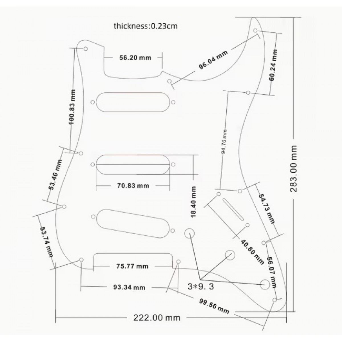 Dekoratīvais aizsargelements ģitārai, guitar pickguard plate cover SP-PKEL-STGR Stratocaster modelis gaiši zaļšб 3 slāņu