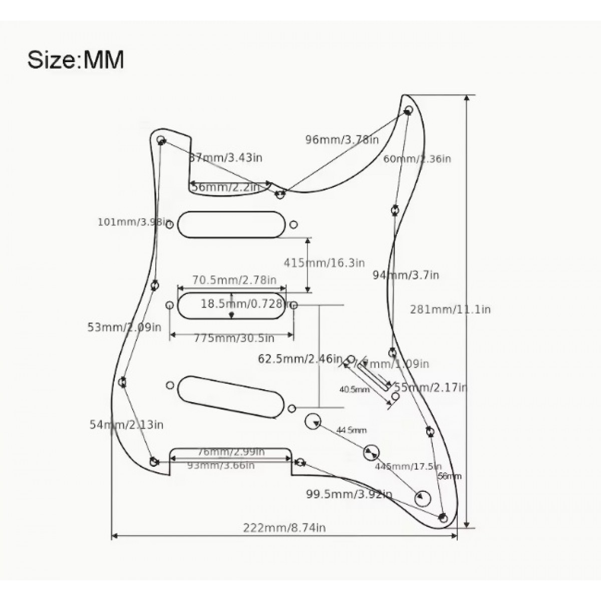 Dekoratīvais aizsargelements ģitārai, guitar pickguard plate cover SP-PKEL-STPR Stratocaster modelis violets, 3 slāņu