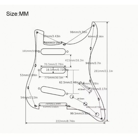 Dekoratīvais aizsargelements ģitārai, guitar pickguard plate cover SP-PKEL-STPR Stratocaster modelis violets, 3 slāņu