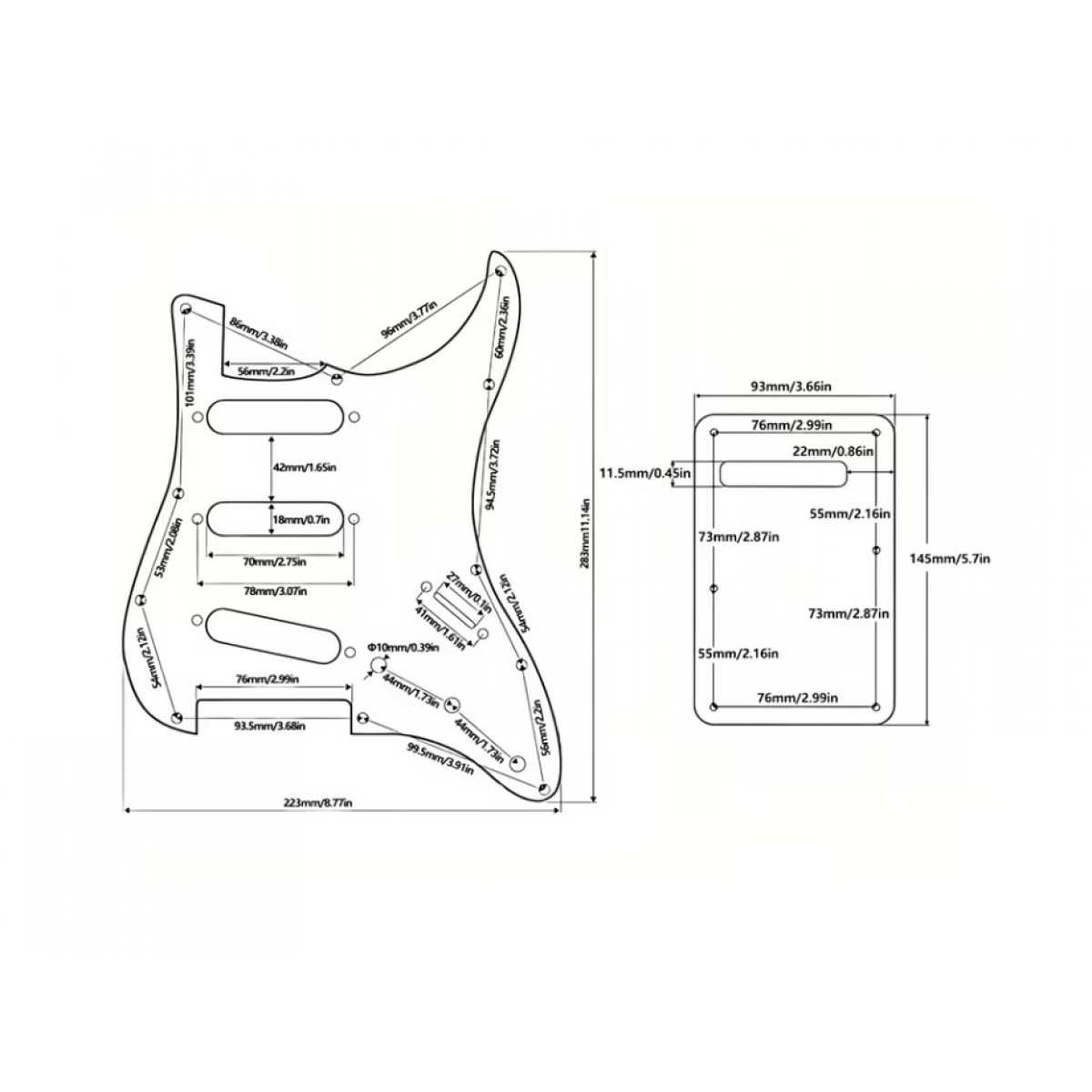 Dekoratīvais aizsargelements ģitārai, guitar pickguard plate cover SP-PKEL-STWHP Stratocaster modelis white pearl, 3 slāņu