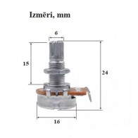 Ģitāras potenciometrs logaritmisks H20 VOLUME 16-15SL-B250K