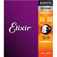 Stīgas 11027 Elixir Nanoweb 11-52 Bronza 80/20 (ASV) akustiskajai ģitārai