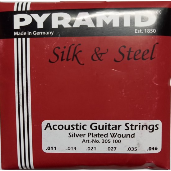 Set of strings for acoustic guitar Pyramid 11-46  Silk & Steel Silver