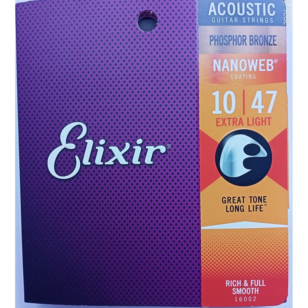 Akustiskās ģitāras stīgas 16002 Elixir 10-47 Phosphor Bronze (ASV)