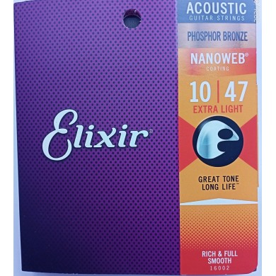 Set of strings for acoustic guitar 16002 Elixir 10-47 Phosphor Bronze (ASV)