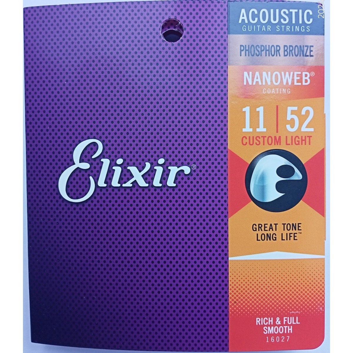 Akustiskās ģitāras stīgas 16027 Elixir 11-52 Phosphor Bronze (ASV)