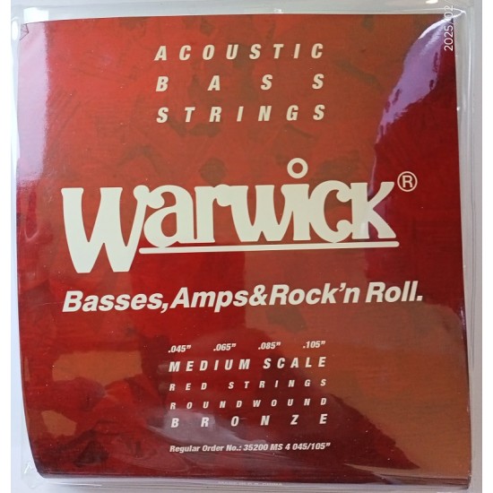 Set of strings for acoustic bass guitar MS4 Warwick 45-105 bronza roundwound