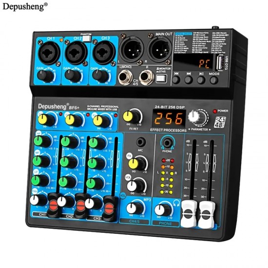 Multi-channel stereo mixer Depusheng SMIX BF6+