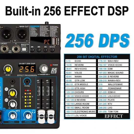 Multi-channel stereo mixer Depusheng SMIX BF6+