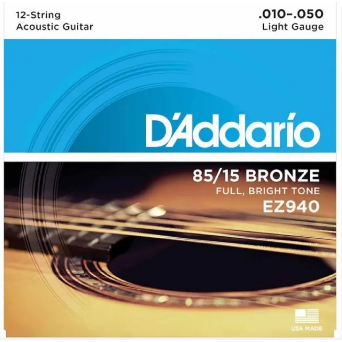 12-stīgu akustiskās ģitāras stīgas D'Addario EZ940