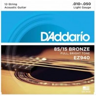 12-stīgu akustiskās ģitāras stīgas D'Addario EZ940
