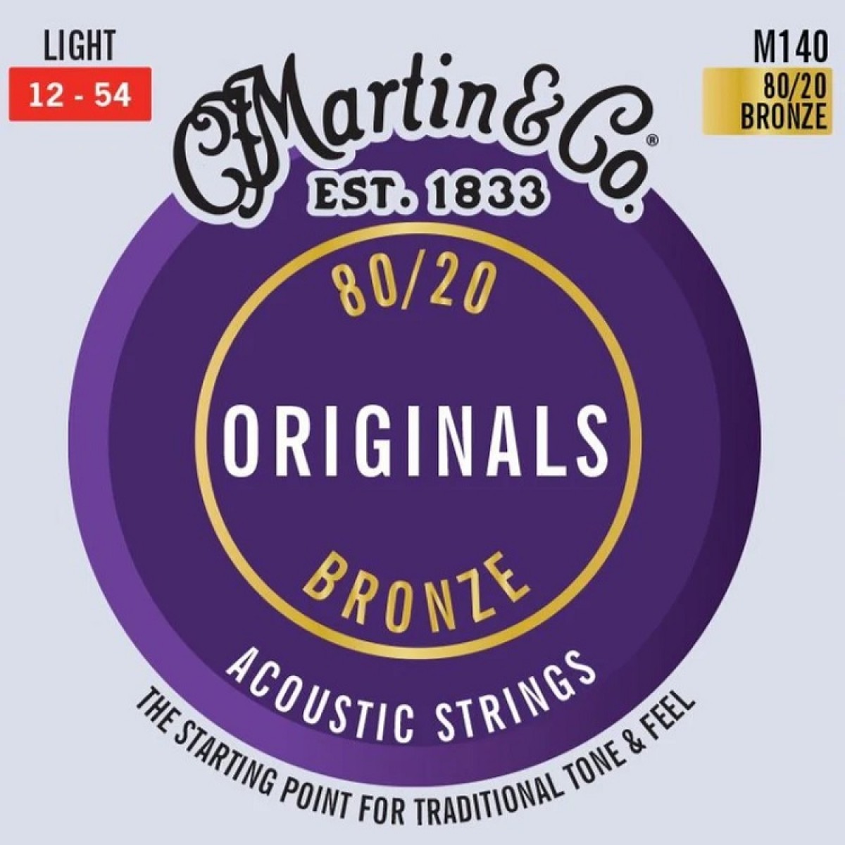 Akustiskās ģitāras stīgas Martin M140 (12-54) Bronze 80/20