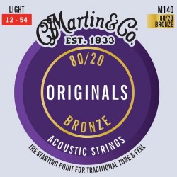 Akustiskās ģitāras stīgas Martin M140 (12-54) Bronze 80/20 