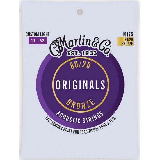 Akustiskās ģitāras stīgas Martin M175 (11-52) Bronze 80/20 