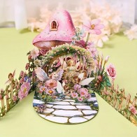 Atklātne ar 3D efektu apsveikums dzimšanas dienā Feja rozā