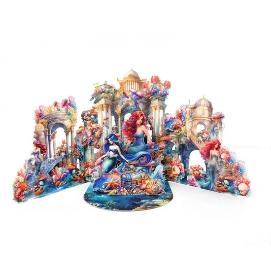 Postcard with 3D effect birthday greetings Mermaid