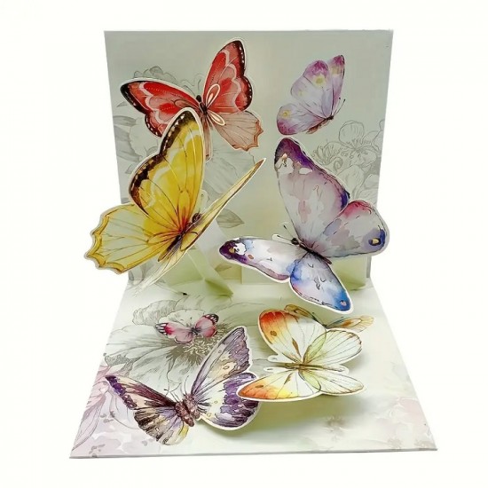 Postcard with 3D effect birthday greetings Butterfly