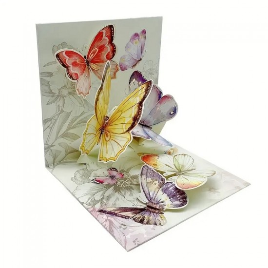 Postcard with 3D effect birthday greetings Butterfly