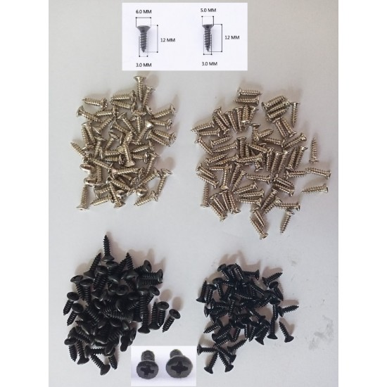 Electric guitar pickquard screw M3x12 BK diameter 6 mm