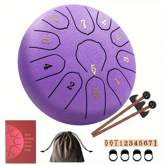 Tongue Drum 6" (15cm)  11 notes Purple