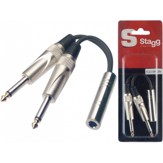 Splitter Y cable stereo/f - 2x mono/m adaptor YC-0,1/1PFS2PH Stagg