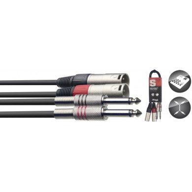 Twin vads XLR / Jack, 3 m, Stagg STC3PXM
