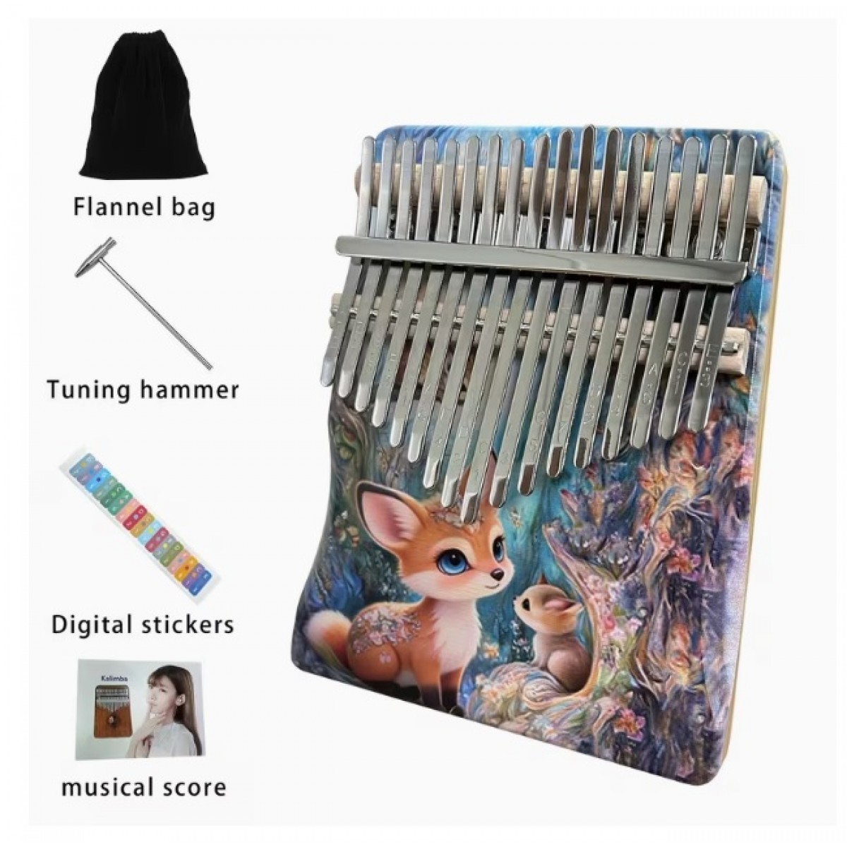 Kalimba īkšķu klavieres ar 17 taustiņiem KALI-17 Fox