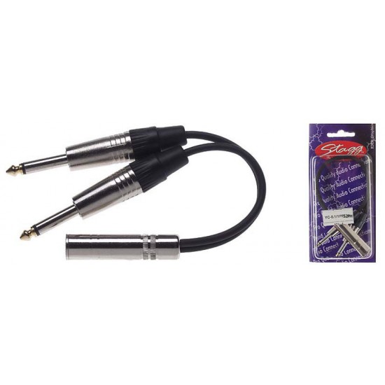 Splitter Y cable stereo/f - 2x mono/m adaptor YC-0,1/1PFS2PH Stagg
