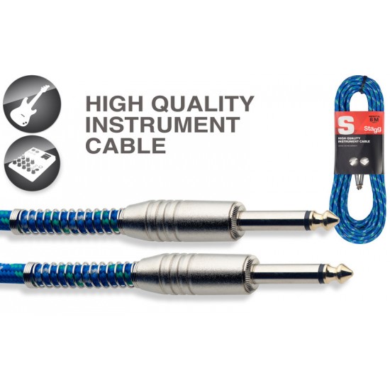 Ģitāras Instrumentu vads jack-jack 6m SGC6VT BL Stagg kabelis