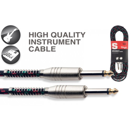 Ģitāras Instrumentu vads jack-jack 6m SGC6VT BK Stagg kabelis