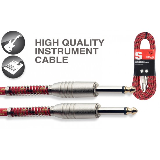 Ģitāras Instrumentu vads jack-jack 6m SGC6VT RD Stagg kabelis